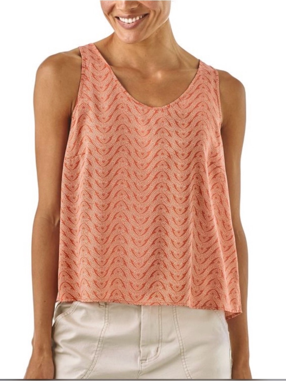 Patagonia June Lake Orange Patterned Scoop Neck Tank